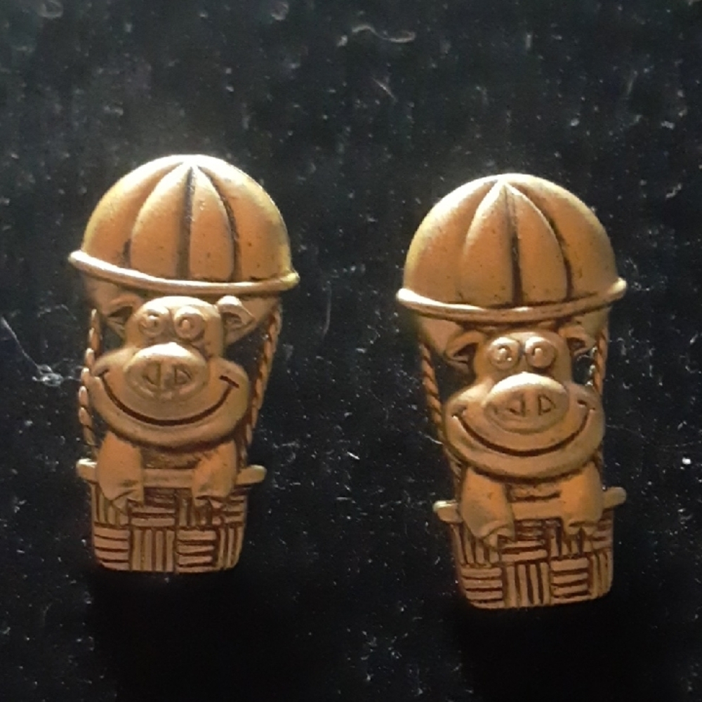 Golden Pig Hot Air Balloon Earrings